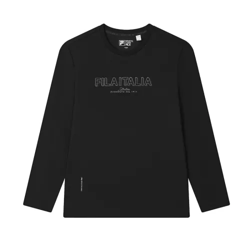 FILA T Shirts Men's Jet Black Crew Neck Moderate