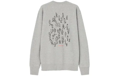 UNIQLO Sweatshirts Unisex Gray Crew Neck Moderate Regular