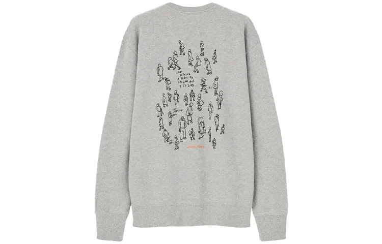 UNIQLO Sweatshirts Unisex Gray Crew Neck Moderate Regular