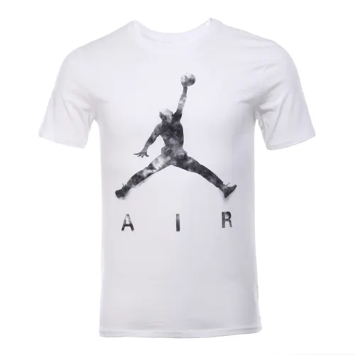 Jordan T Shirts Men's White Crew Neck Moderate Straight Fit