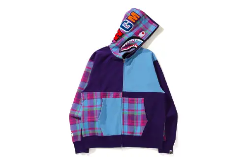 Bape Check Shark Relaxed Full Zip Hoodie