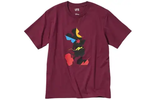 UNIQLO T Shirts Unisex Dark Red Crew Neck Moderate