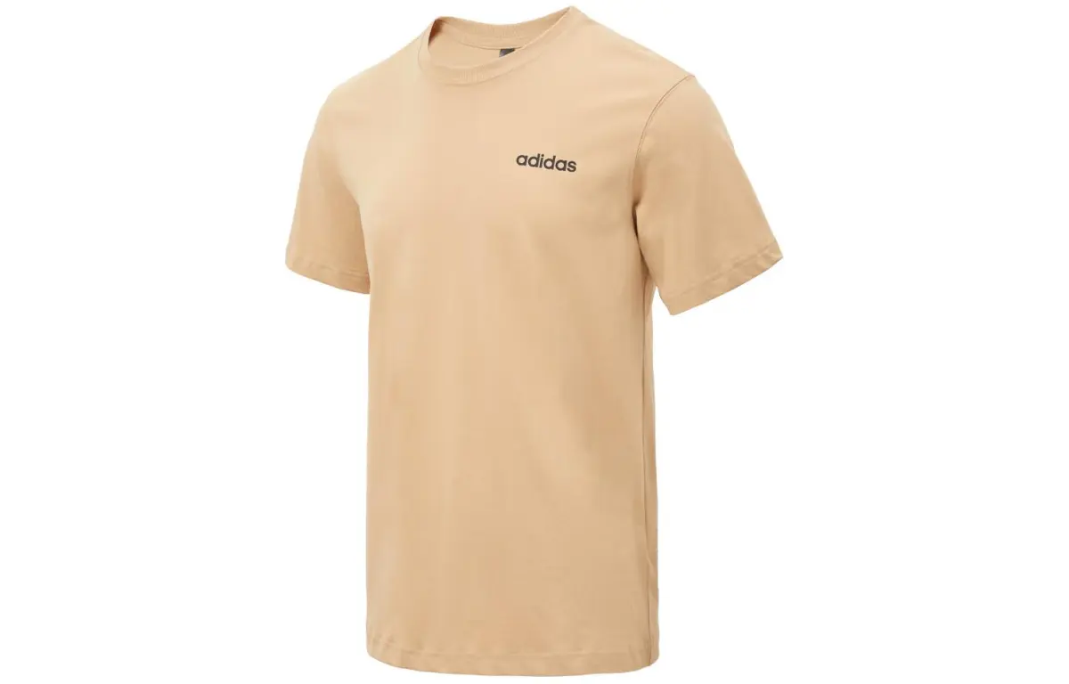 Adidas T-Shirts Men's Khaki Crew Neck Moderate Straight Fit