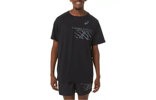 Asics Finish Line Graphic Short Sleeve Top T Shirt Men's Black