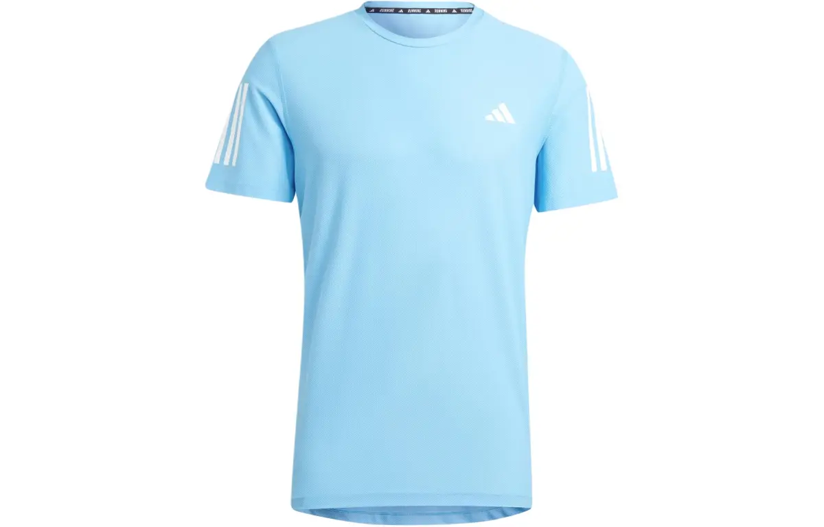Adidas T-Shirts Men's Sky Blue Crew Neck Moderate Straight Fit