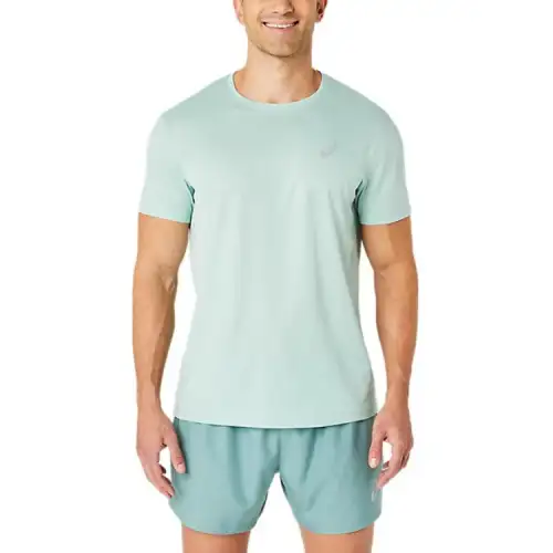 ASICS T Shirts Men's Light Blue Crew Neck Moderate