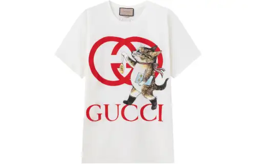 GUCCI T Shirts Unisex White Crew Neck Moderate Straight Fit