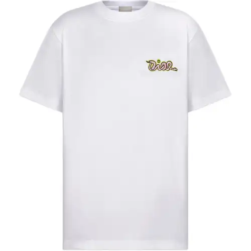 DIOR T Shirts Men's White Crew Neck Moderate