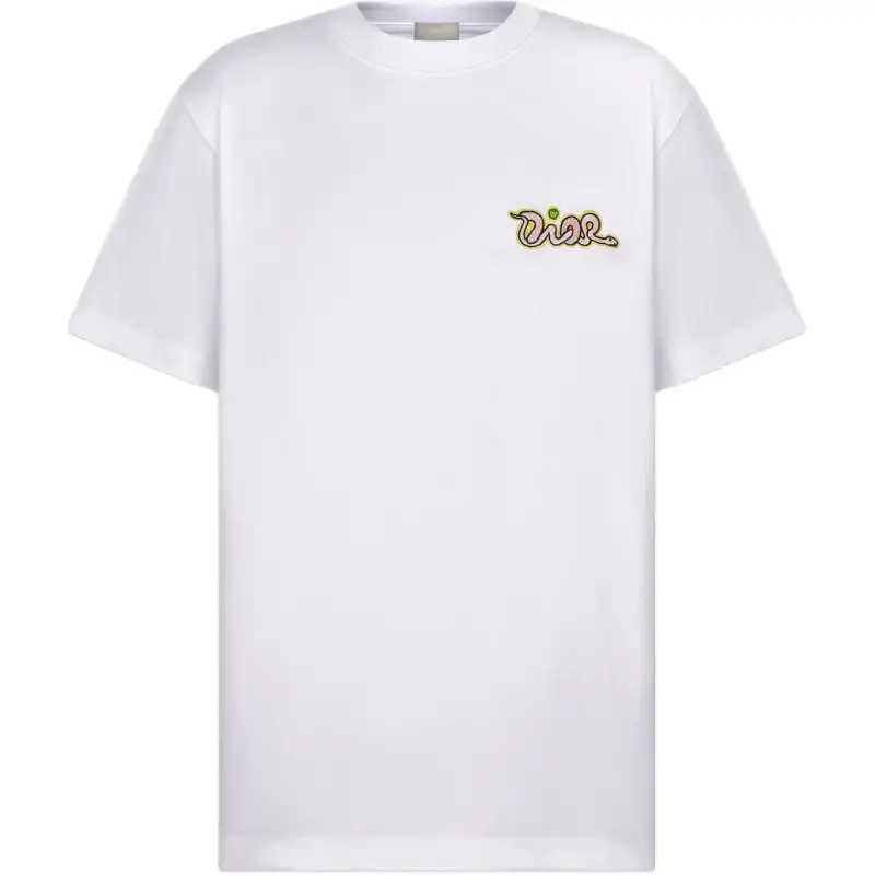 DIOR T Shirts Men's White Crew Neck Moderate