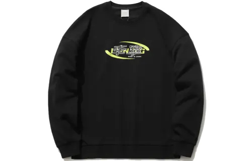Li Ning Sports Fashion Collection Sweatshirts Unisex Black Crew Neck Moderate Regular