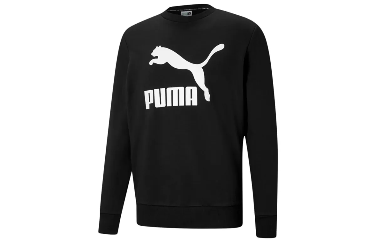 PUMA Sweatshirts Men's Black Crew Neck Moderate Regular