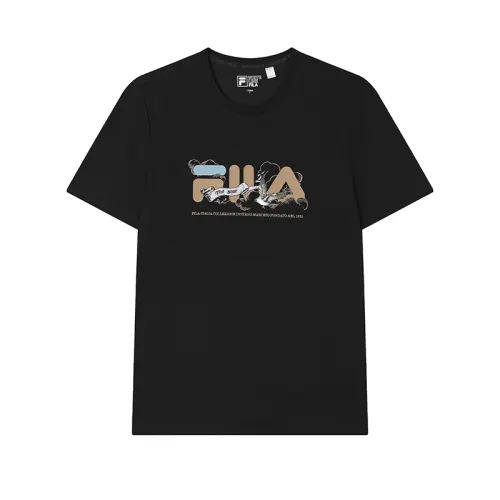 FILA T Shirts Men's Jet Black Crew Neck