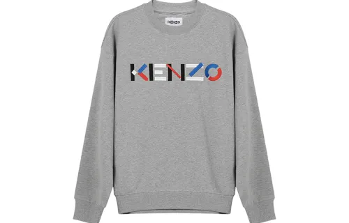 KENZO Sweatshirts Men's Pearl Gray Crew Neck Moderate Regular