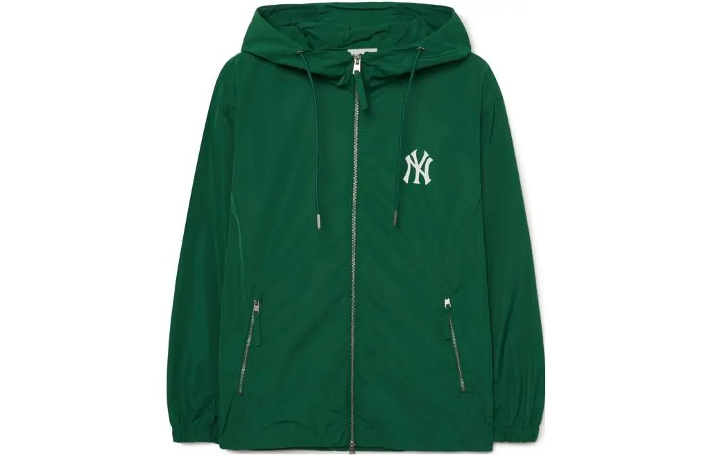 MLB Sweatshirts Unisex Green Hooded Moderate Cardigan