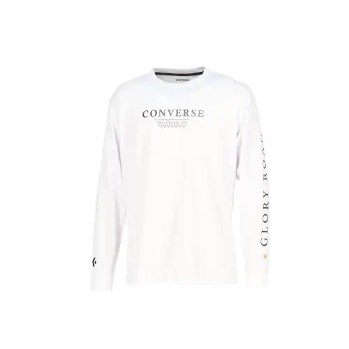 Converse T Shirts Men's White Crew Neck Moderate Straight Fit