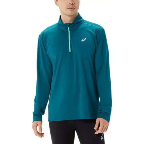 Asics MEN'S READY SET HALF ZIP T Shirt Men's Blue Green