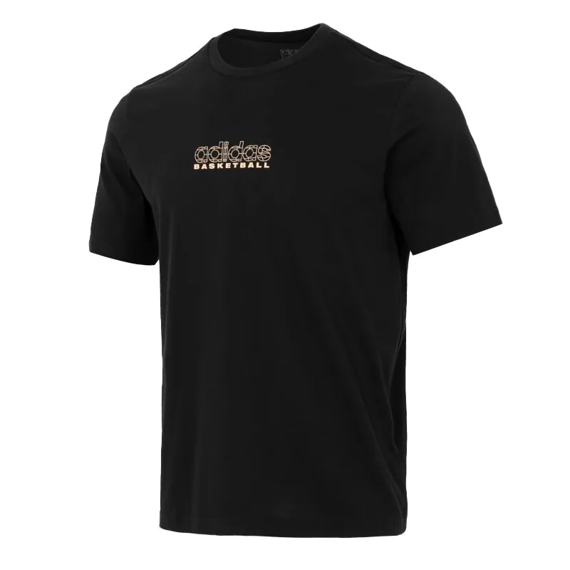 Adidas T-Shirts Men's Black Crew Neck Moderate Straight Fit