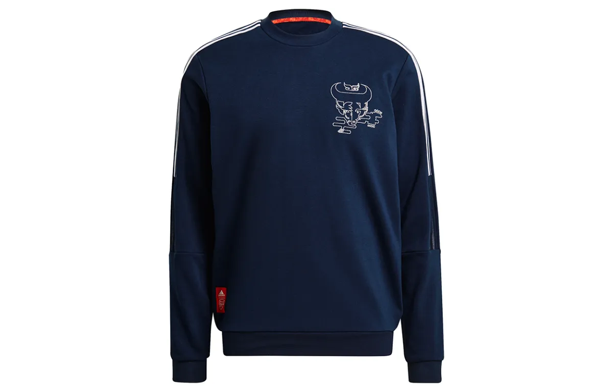 Adidas Chinese New Year Sweatshirts Men's Navy Blue Crew Neck Moderate Other