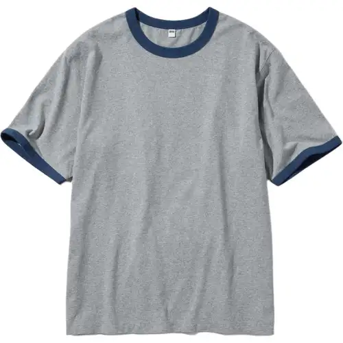 UNIQLO T Shirts Unisex Gray Crew Neck Moderate Straight Fit