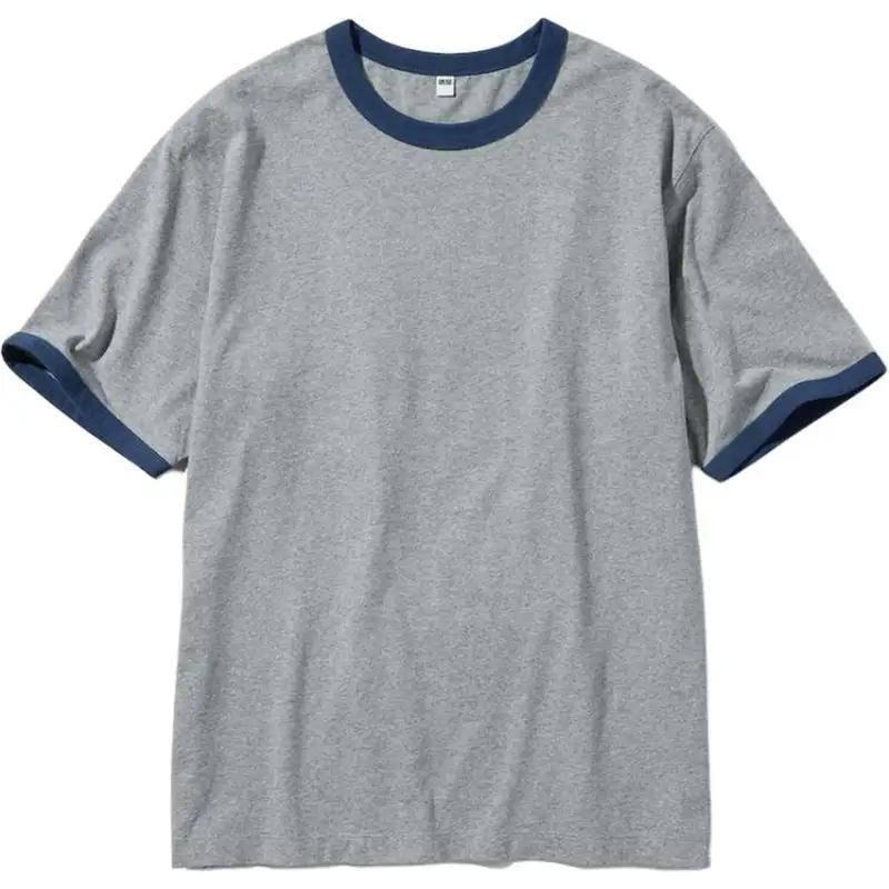 UNIQLO T Shirts Unisex Gray Crew Neck Moderate Straight Fit