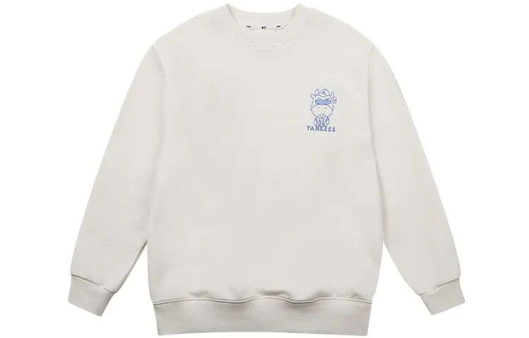 MLB New York Yankees Sweatshirts Unisex White Crew Neck Moderate Straight Fit