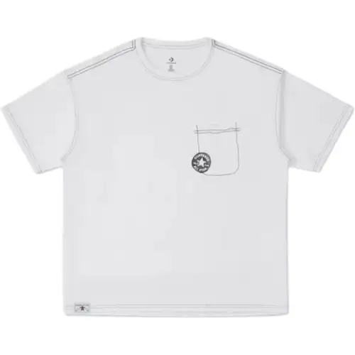 Converse T Shirts Men's White Crew Neck Moderate Straight Fit