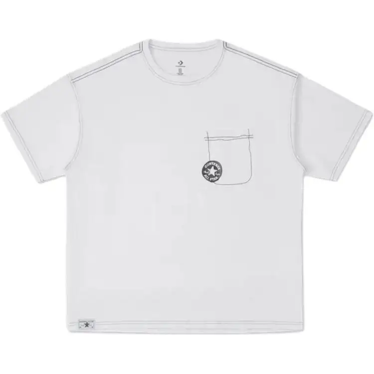 Converse T Shirts Men's White Crew Neck Moderate Straight Fit