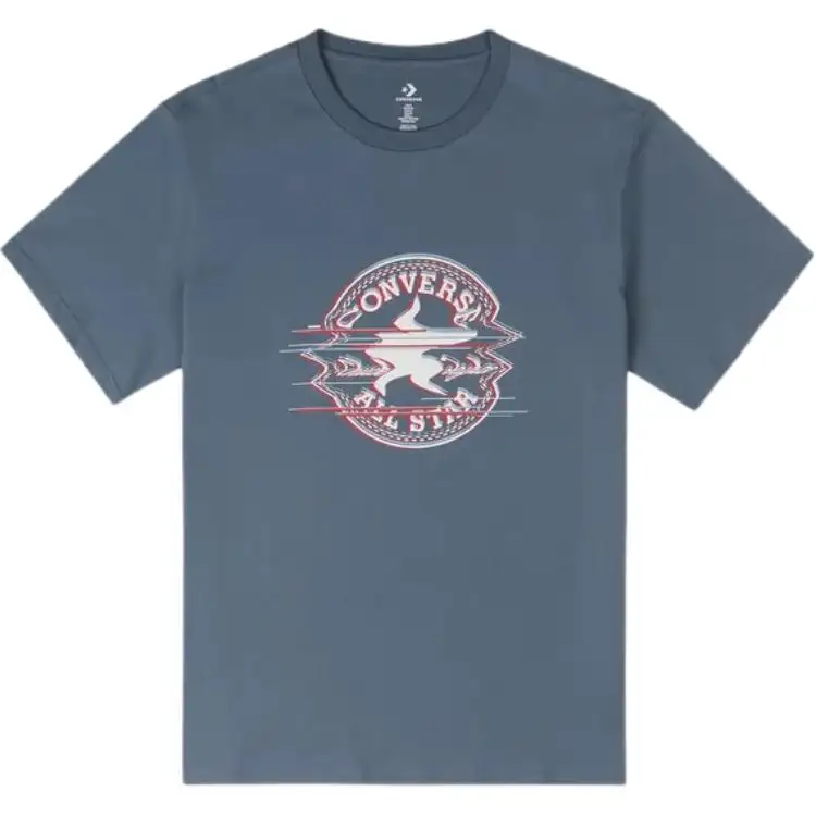 Converse T Shirts Men's Blue Crew Neck Moderate