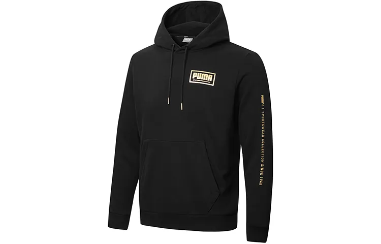 PUMA Sweatshirts Men's Black Hooded Moderate Regular