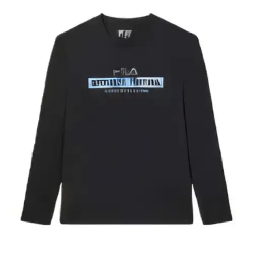 FILA T Shirts Men's Black WT Crew Neck Moderate Straight Fit