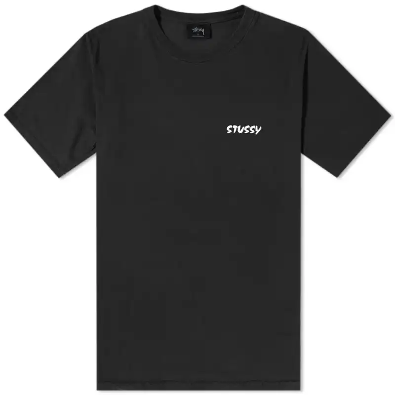 Stussy T Shirts Men's Black Crew Neck Moderate Straight Fit