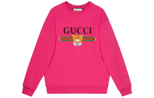 GUCCI Sweatshirts Men's Fuchsia Crew Neck Moderate Regular