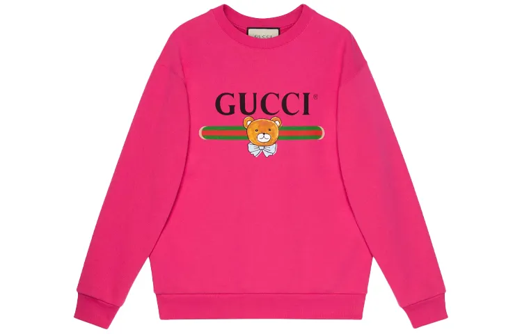 GUCCI Sweatshirts Men's Fuchsia Crew Neck Moderate Regular