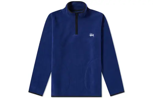 Stussy Sweatshirts Unisex Dark Blue Stand Collar Moderate Regular