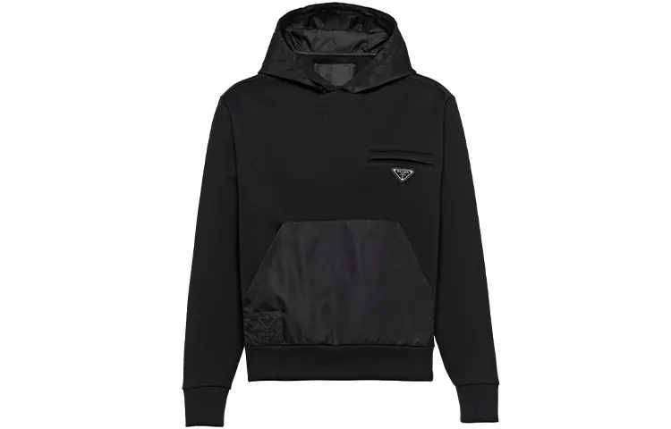 PRADA Sweatshirts Men's Black Hooded Moderate Regular