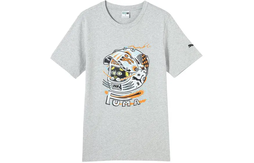 PUMA T Shirt Unisex Light Mixed Gray