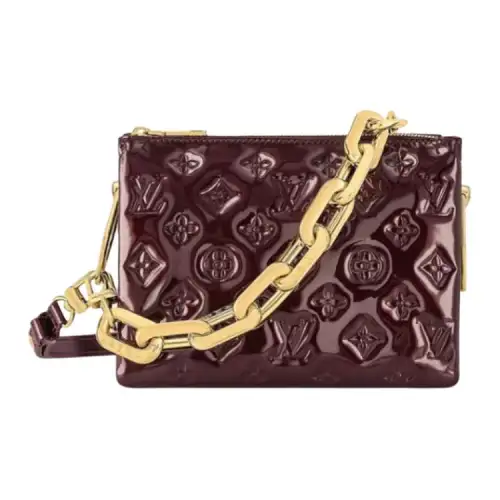 LOUIS VUITTON Coussin Leather Crossbody Bag, Shoulder Bag Small Women's Burgundy