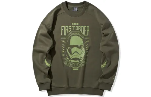 Li Ning Sweatshirts Men's Dark Olive Green Crew Neck Moderate Regular