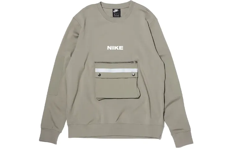 Nike Sweatshirts Men's Olive Crew Neck Moderate Straight Fit