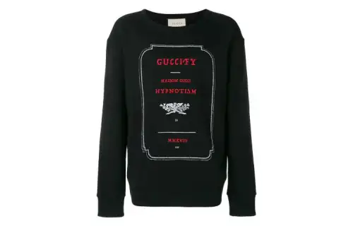 GUCCI Sweatshirts Men's Black Crew Neck Moderate Regular