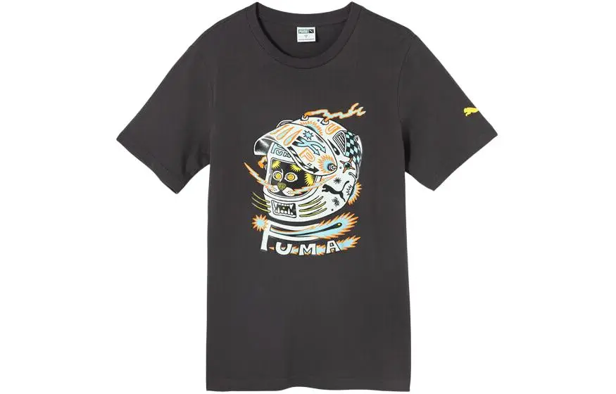 PUMA T-Shirts Unisex Grass Gray Crew Neck Moderate