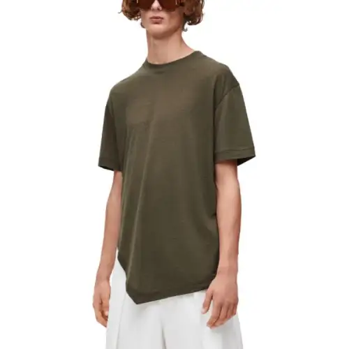 LOEWE T Shirts Men's Green Crew Neck Moderate Straight Fit