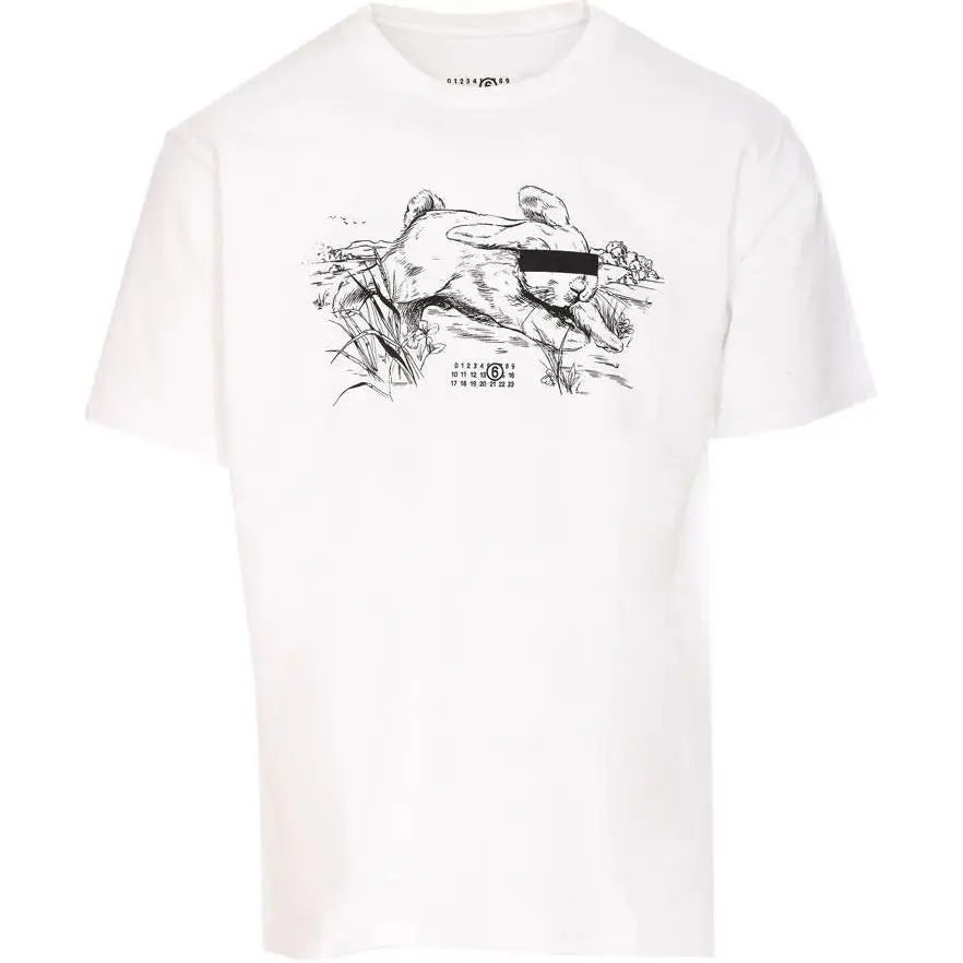 MM6 Maison Margiela Illustration Printed Crew Neck T Shirt