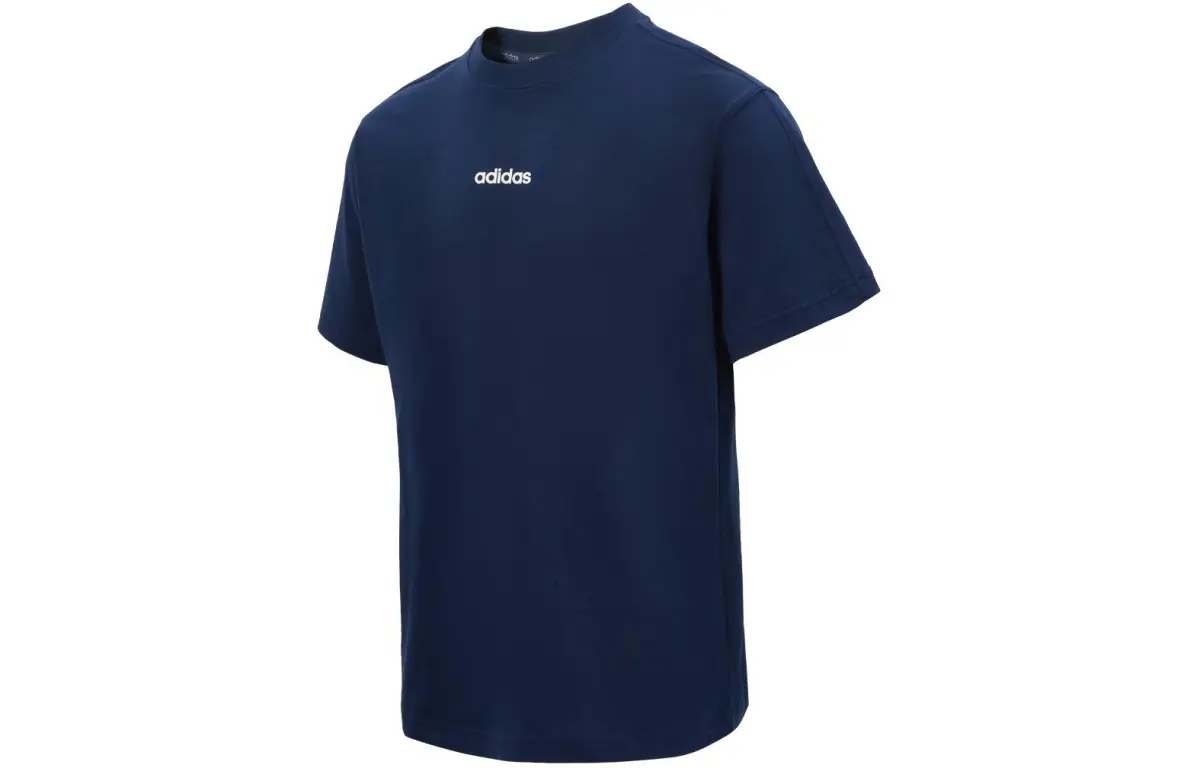 Adidas T-Shirts Men's Navy Crew Neck Moderate Straight Fit