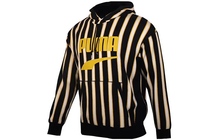 PUMA Sweatshirts Men's Black Yellow Multicolor Hooded Moderate Regular