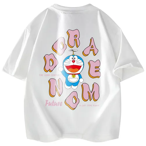 Doraemon T Shirts Unisex Crew Neck Moderate Straight Fit