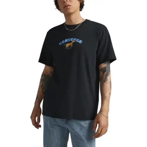 Converse T Shirts Men's Black Crew Neck Moderate Straight Fit