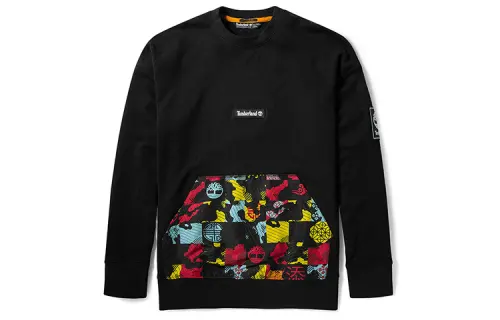 Timberland Sweatshirts Men's Black Crew Neck Moderate Regular