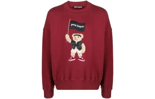 PALM ANGELS Sweatshirts Men's Red Crew Neck Moderate Regular