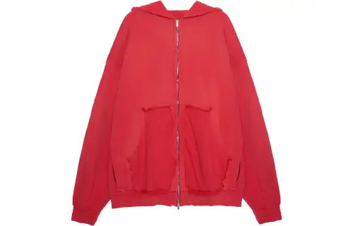 Balenciaga Tape Type Ripped Pocket Zip Up Large Fit Hoodie